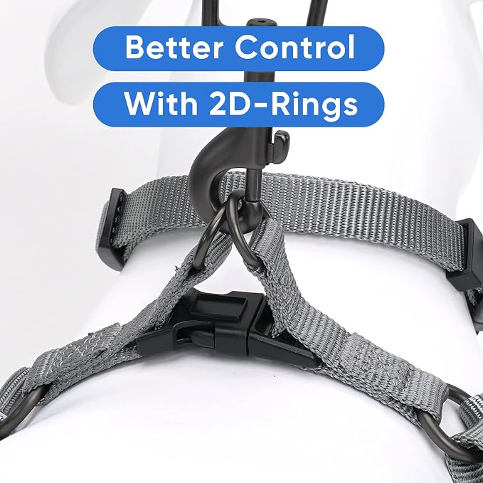 Pawtitas Solid Step-in Dog Harness – Adjustable No-Pull Vest for Puppies to Seniors, Safe & Comfortable M Grey