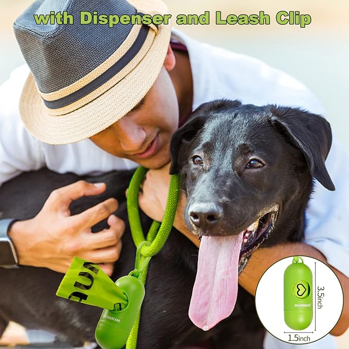 Dog Poop Bag Rolls 570 Count with Dispenser, Biodegradable Unscented Pet Waste Bags, Guaranteed Extra Thick, Leak Proof Doggie Refill Bags for Easy Cleanup, Big Size 9 x 13 Inches