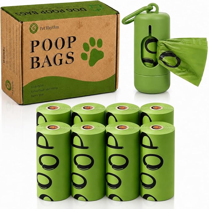 Dog Poop Bags with Dispenser, 120 Count Extra Thick Leak-Proof Waste Bags, Plant-Based Material, 13x9 Inch for Bags for Dogs Walking and Cat Litter
