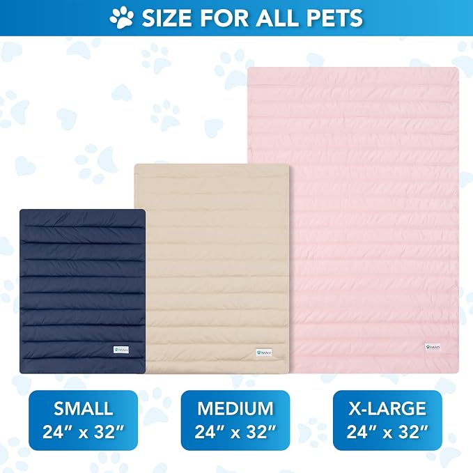 PetAmi Dog Cooling Mat, Q-Max Pet Cooling Blanket with Thick Cushioning, Self Cooling Pad for Dogs & Cats, Reversible Summer Mat for Crate, Couch, Kennel, Taupe/Beige, Medium (29x40)