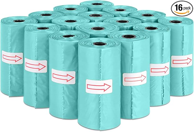 Toplive Dog Poop Bags Rolls, Dogs Waste Bag for Dog Doggie, Thick & Leak-Proof Poop Bag Doggy for Outdoor Puppy Walking and Travel, 16 Rolls (240 Bags), Blue