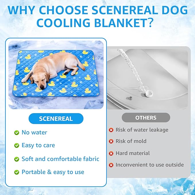SCENEREAL Dog Cooling Mat for Small Meduim Breeds Dogs, 28"x40" Reversible Self- Cooling Mat for Summer Heat, Ice Cool Soft Pet Throw Blanket Use in Couch, Car, Seat, Bed- Machine Washable