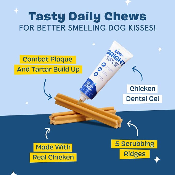 Barkbox Bright Original Dog Dental Kit, 30 Teeth Cleaning Chew Sticks & Toothpaste - Small Breeds