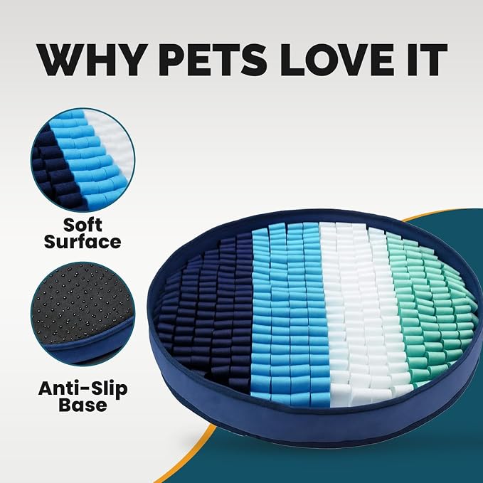 PET ARENA Snuffle Mat for Dogs - Adjustable Interactive Puzzle Toy (Blue, Sky Blue, White, Green)