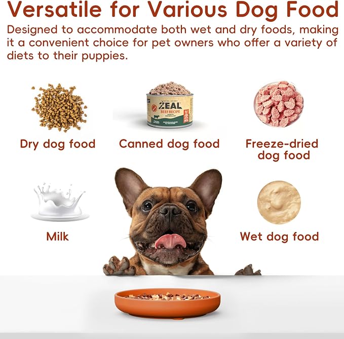 Slow Feeder Dog Bowl, Silicone Puzzle Bowl With Suction Cups for Dogs & Puppies, Anxiety Relief, Slow Eating, Dishwasher Fit, All Breeds, Pumpkin