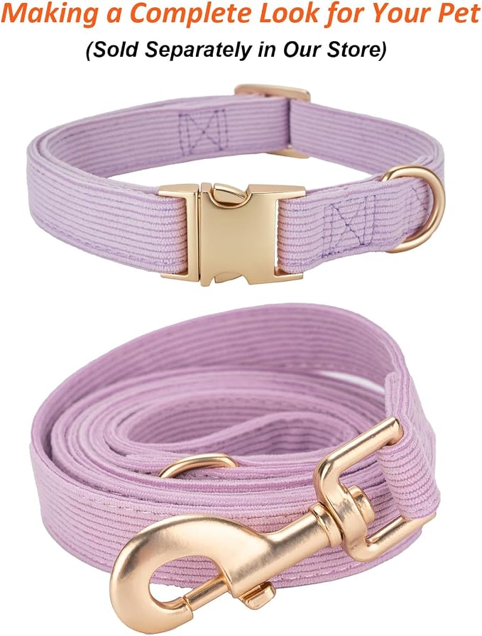 Soft Cotton Dog Leash, 5 Ft Heavy Duty Corduroy Dog Leashes with Gold Metal Hook for Small Medium Large Dogs,Small,Light Purple