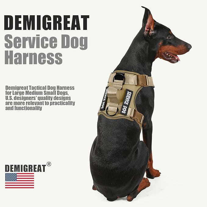 Service Dog Harness, Reflective Dog Vest Harness with 5 PCS Patches, Adjustable Soft Oxford Pet Harness, Inner Layer Mesh, Easy to Control for Small Medium Large Dogs
