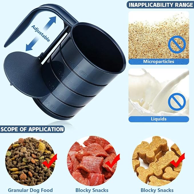 Joansan Dog Food Scoop Pet Food Scoops for Dogs 4 Capacity Cup in 1 Cup Measuring Scoop for Pets Dog Cat and Bird Solid Food (Includes 1/4 C 1/2 C 3/4 C 1 CUP)