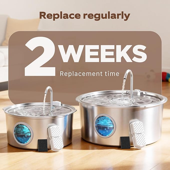 GROOKPET Pet Water Fountain Filters: 24 Dog Water Fountain Filters Replacement - Dog Fountain Filters - Including 12 Filters + 12 Sponges - Suitable for GROOKPET Pet Water Fountain