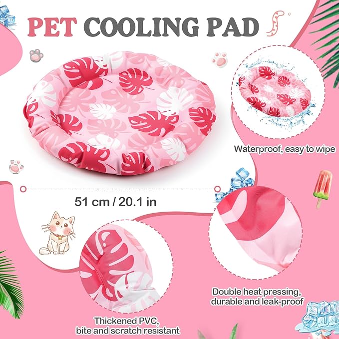 Drydiet Pet Cooling Mat for Cats & Small Dogs, 20'' Self Cooling Pad with Gel, Waterproof & Scratch-Resistant, No Water or Electricity Needed, Summer Cold Bed for Indoor Outdoor Use