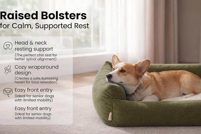 Washable Medium Dog Bed Medium Size Dog, Rectangle Dog Beds for Medium Dogs, Orthopedic Dog Bed, Warming Soft Calming Sleeping Puppy Bed Durable Pet Bed with Anti-Slip Bottom 30 Inches