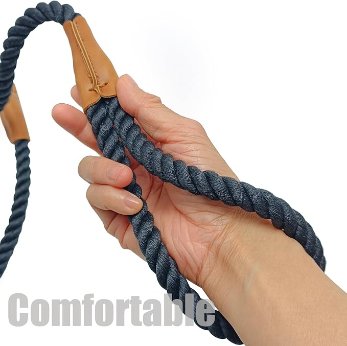 BTINESFUL 3ft/5ft/10ft Cotton Dog Leash Rope for Strong Large Medium Dogs (1/2" x 5FT, Black)
