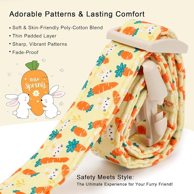 Easter Dog Collar for Puppy Small Dogs - Cute Carrot Bunny Easter Collars for Boy Girl Dogs, Lightweight Adjustable Yellow Cartoon Holiday Dog Collar XS