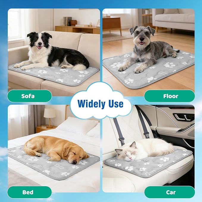 Dog Cooling Mat for Extra Large Dogs, Cool Dog Bed Mat for Indoor & Outdoor, Q-Max>0.5, Machine Washable Non-Toxic Pet Self Cooling Pad for Kennel, Crate, Car - XXL(48" x 30") - Grey