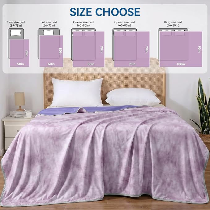 Guohaoi Cooling Throw Blanket for Hot Sleepers, Twin Size 50''×70'' Lightweight Breathable Summer Bed Blanket for Couch, Arc-Chill Q-Max >0.5 Cool Fiber, Lightweight Blanket Light Purple
