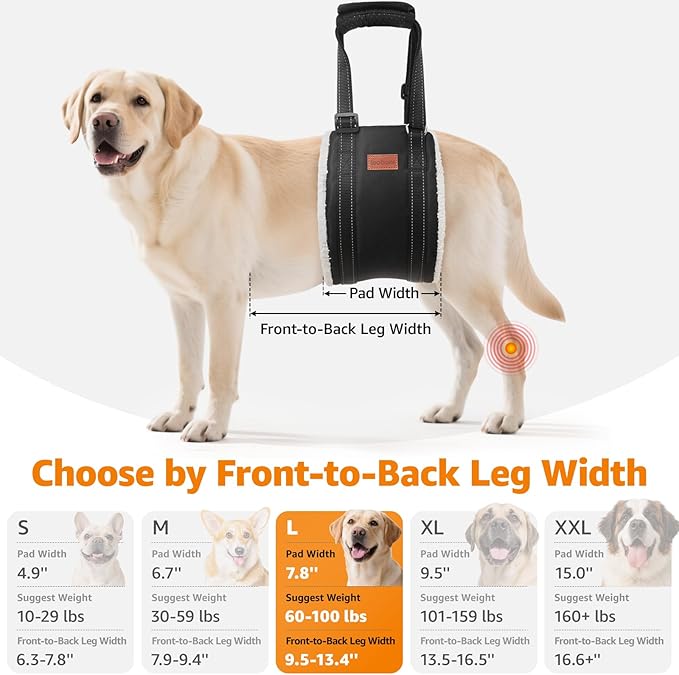 LOOBANI Dog Sling for Large Dogs Hind Leg Support, Portable Dog Lift Harness for Back Legs, Comfortable Leg Support Assistance for Elderly Dogs with Hip, ACL Brace, Senior, Injured