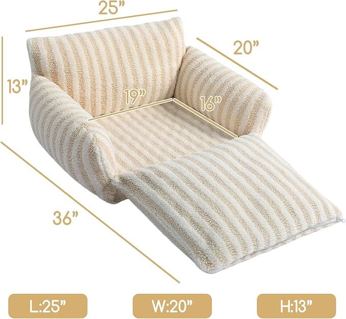 Hollypet Cat Bed Fluffy Plush Multifunctional Double-Layer Machine Washable Soft Warming Kitty Pet Couch Orthopedic Nest Beds for Small Cats Kitten and Dogs up to 13lbs, Beige(25x20x13 inch)