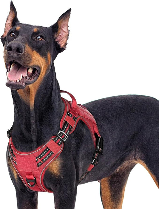 rabbitgoo Tactical Dog Harness for Large Dogs No Pull Adjustable Military Vest with Handle MOLLE Reflective Heavy Duty Dog Vest for Walking Training Hunting Outdoor Working Medium Size Dog Red XL