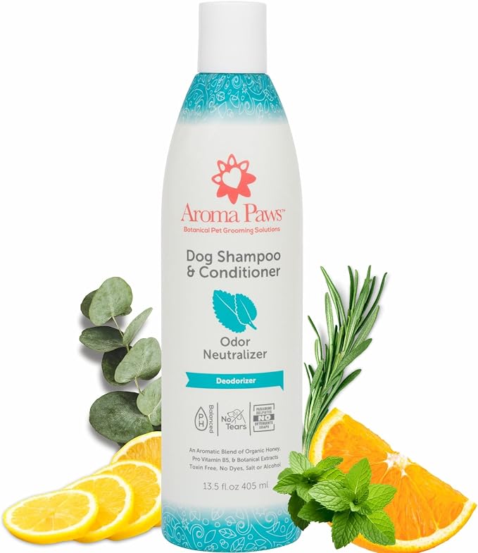 2-in-1 Dog Shampoo and Conditioner - Natural Deodorizing Formula Odor Neutralizer - Tearless Sensitive Skin Relief Wash for Dogs and Puppies - Sulfate and Paraben Free - 13.5 oz