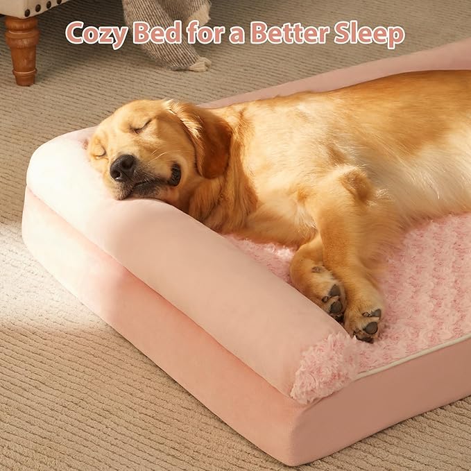 BFPETHOME Orthopedic Washable Dog Beds Large Sized Senior Dog for Comfy Sleeping with Removable Cover, Waterproof Big Soft Pet Couch Bed for Dogs Rerlax