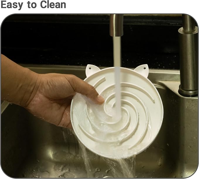 Bifeaw Slow Feeder Cat Bowl, Easy to Clean Silicone Bowl, Ideal for Dry and Wet Food (Purple and White)