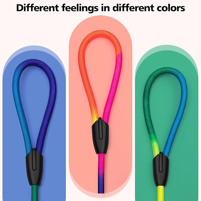 FOVRLZSE 3-Pack Adjustable Rainbow Dog Slip Leads Multi-Color, 5FT Reflective Nylon – No Collar Needed, No-Pull, Ideal for Small/Medium Dogs (Training/Walking)
