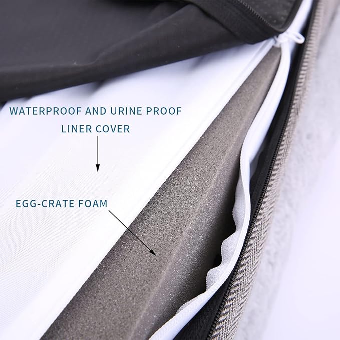 WINDRACING Orthopedic Dog Bed for Extra Large Dogs, Bolster Sides Dogs Sofa Bed with Removable Washable Cover & Non-Skid Bottom, Soft Pet Bed with Egg Foam Dog Couch for Sleeping, 46 x 30 Inch, Gray