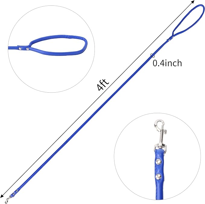 Deep Blue Soft Leather Dog Leash for Small,Medium Dog Walking, Comfortable Leather Handle, 4 ft Deep Blue