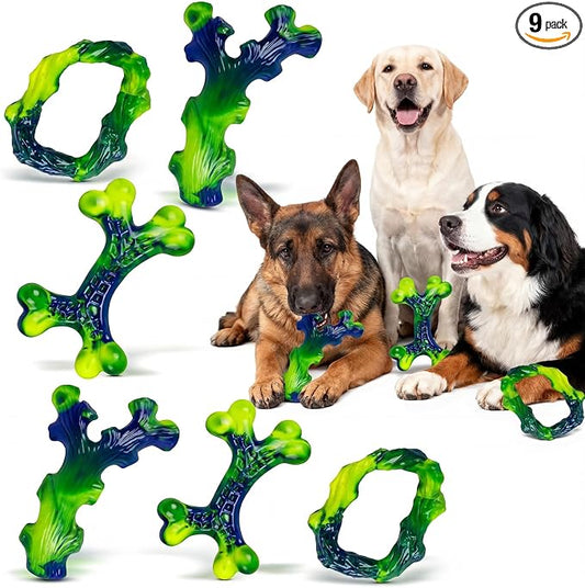 Frienhund 9-Pack Durable Dog Toys for Large Dogs: Durable Chew Toys for Large Breed, Indestructible Dog Toy for Aggressive Chewers, Dog, A for Furry Friends