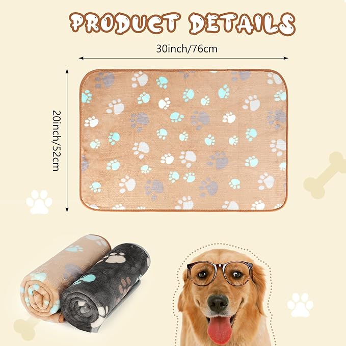 YUEPET Waterproof Dog Blankets, 2 Pack Washable Dog Blankets for Bed Couch Sofa Protector Fleece Flannel Puppy Blanket Soft Plush Reversible Throw Blanket for Small Dogs Cats 30"×20"(Grey+Coffee)
