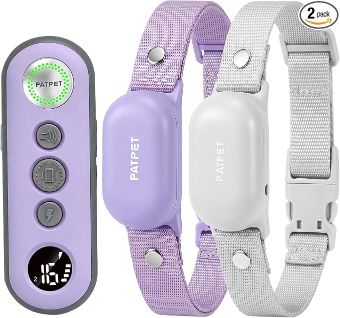 PATPET 2 Dog Training Collar - Dog Shock Collar with Remote Control 4000FT IPX7 Waterproof Rechargeable Shock Collar for Dogs Small Medium Large, 3 Training Modes (Beep/Vibration/Shock) E-Collar