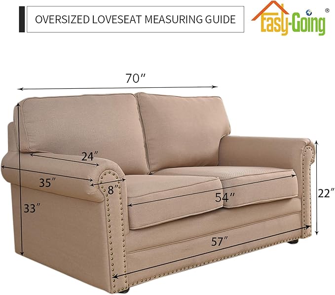 Easy-Going Stretch Oversized Loveseat Slipcover 1-Piece Sofa Cover Furniture Protector Couch Soft with Elastic Bottom for Kids Polyester Spandex Jacquard Fabric Small Checks Silver Gray