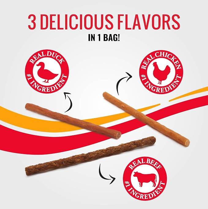 Good ‘n’ Tasty Triple Flavor Snap ‘EMS Gourmet Treats Variety Pack for All Dogs, 15 Count, Reward or Training Treat Made with Real Chicken, Duck and Beef