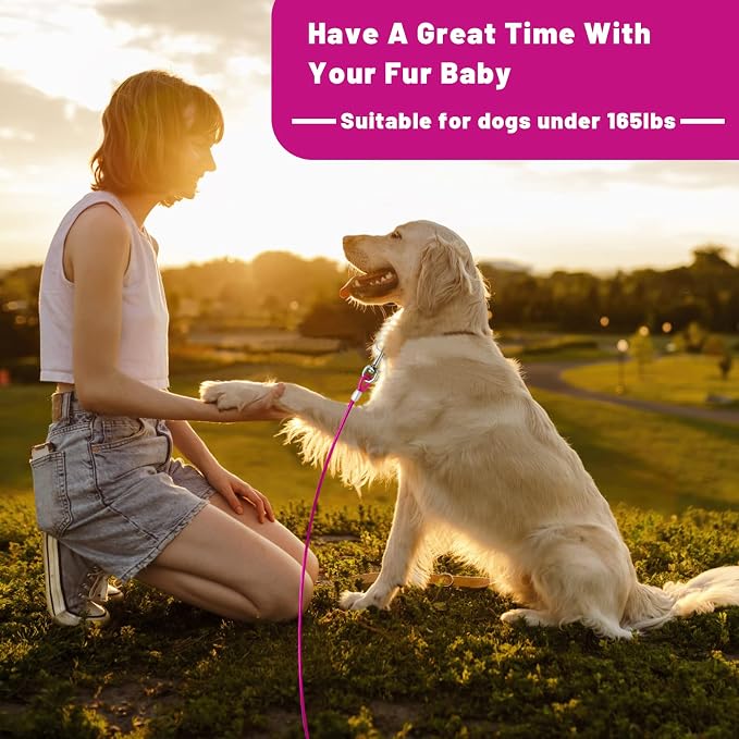 Dog Tie Out Cable 10/15/20/25/30/50 FT Runner for Yard Steel Wire Cable with Durable Superior Clips Pink Dogs Chains for Outside Dog Lead for Large Dogs Up to 165 lbs