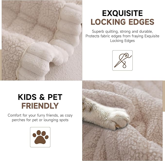 OTOB Couch Covers for Sofa Pet Friendly, Washable & Non Slip Fuzzy Dog Couch Cover Sofa Slipcovers Love Seat, Soft Plush Cozy Furniture Protector Cushion Mat, All Seasons (Beige, 27.6" x 59.1")