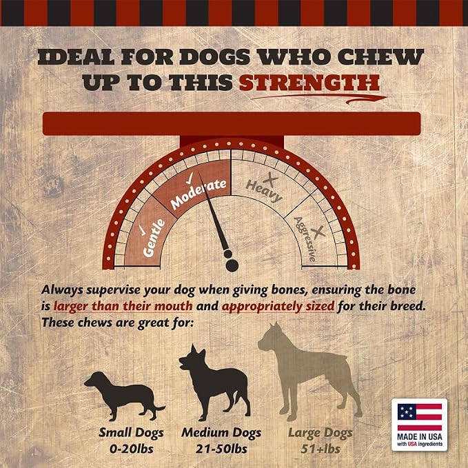 THE COUNTRY BUTCHER 2" Beef Marrow Dog Bones for Aggressive Chewers, Medium Breed Dog Treat, Natural, Tough, Chew Toy, Made in the USA, 12 Count