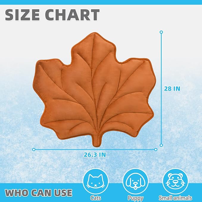 KOOLTAIL Breathable Cat Mat, Upgraded Two Sided Pad for Dogs Cats Puppy, Soft Summer Pet Sleeping Blanket Kennel to Keeping Cool, Washable Dog Mats for Crate Sofa Bed Outdoor, Maple Leaf