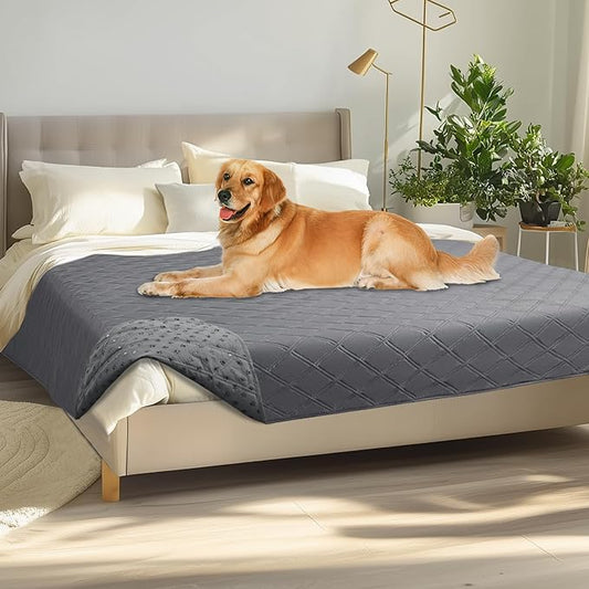 Luciphia 100% Waterproof Couch Cover Blanket for Dogs Anti-Slip Pet Couch Protector Sofa Mat Puppy Cat with Non-Slip Bottom, Light Grey, 68x82 Inch