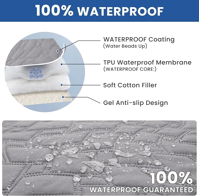 Waterproof Couch Covers for Pets, Waterproof Dog Bed Cover, Anti-Slip Soft Dog Blankets, Couch Cover for Dogs Washable, Pet Blanket for Puppy Large Dogs Cat (30x53 Inch, Light Grey)