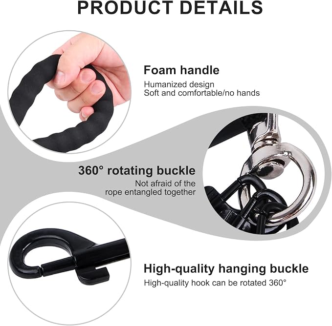 4 Way Dog Leashes,No Tangle Medium Small Dog Walking Leash,Nylon Pet Leash for 1 to 4 Dogs Outdoor Walking (Black)