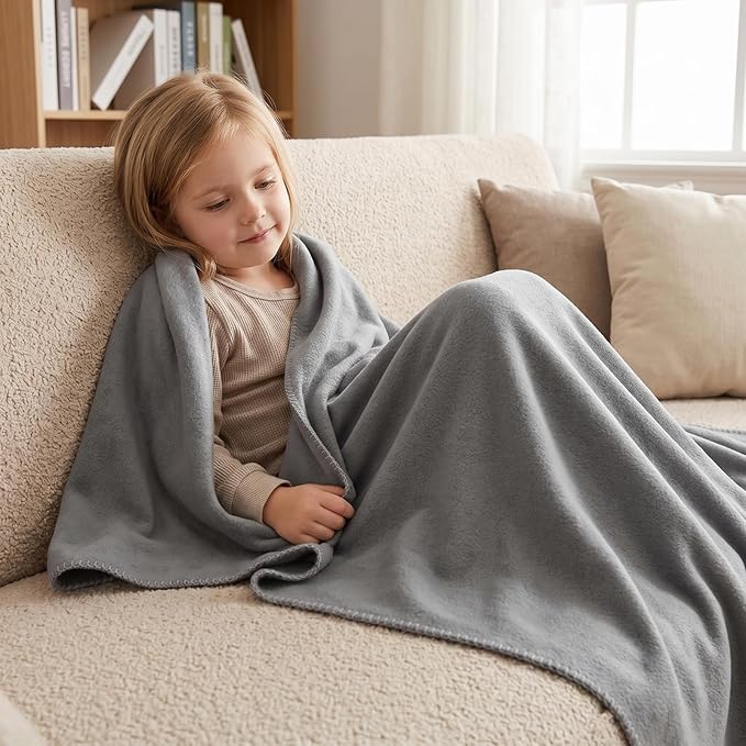 CAI TENG Fleece Throw Blankets Lightweight Warm for Soft Cozy Pet-Friendly Bulk Fleece Blanket Solid for Home, Bed, Sofa, Dorm, Office, Gifts, Outdoor (Grey, Pack of 6-50 x 60 inch)