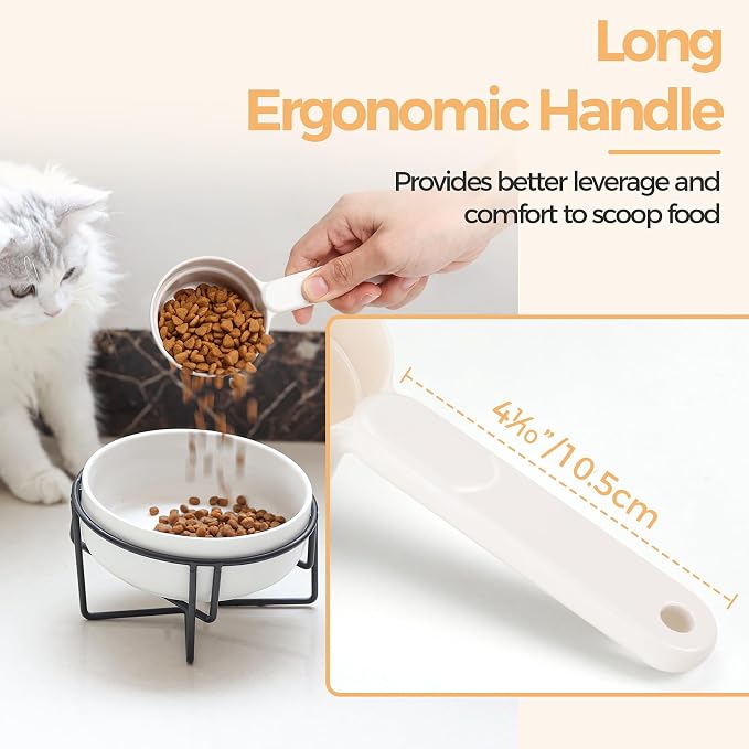 ComSaf Dog Food Scoop 1/2 Cup - MSBC Melamine Pet Food Scoop Measuring Cup for Dog Cat Ferret Rabbit Bird Food, Half Cup Scoop Food-Grade Pet Feed Scoops with Handle, Dishwasher Safe, White