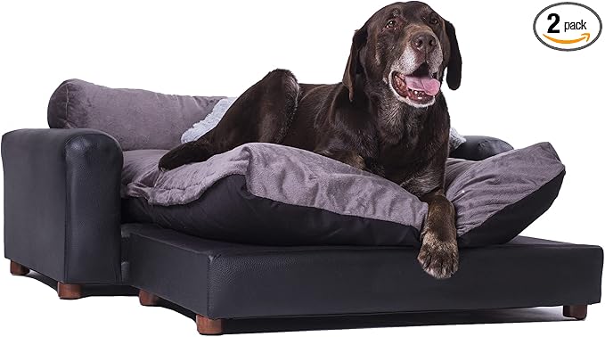 Moots Premium Leatherette Pets Sofa, Black/Charcoal, X-Large