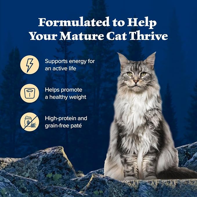 Blue Buffalo Wilderness Adult Cat 7+ Grain Free Chicken Paté Wet Cat Food, Supports Energy for an Active Life, Made with Natural Ingredients, 5.5-oz. Cans (24 Count)