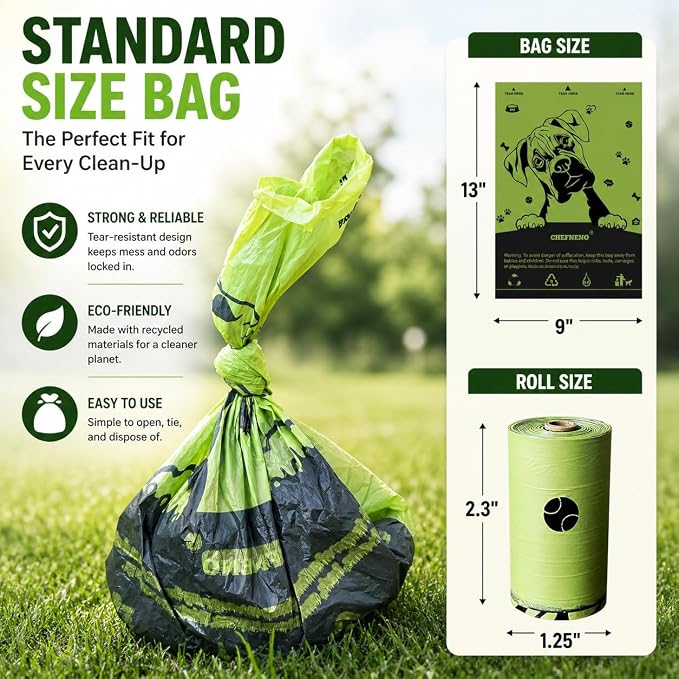 Doggy Poop Bags Biodegradable with Dispenser (1440 Bags) Eco-friendly Dog Waste Pickup Bags Landfill-friendly Refill Rolls Cat Waste Bags (Green, 72 Rolls, Lavender Scented)