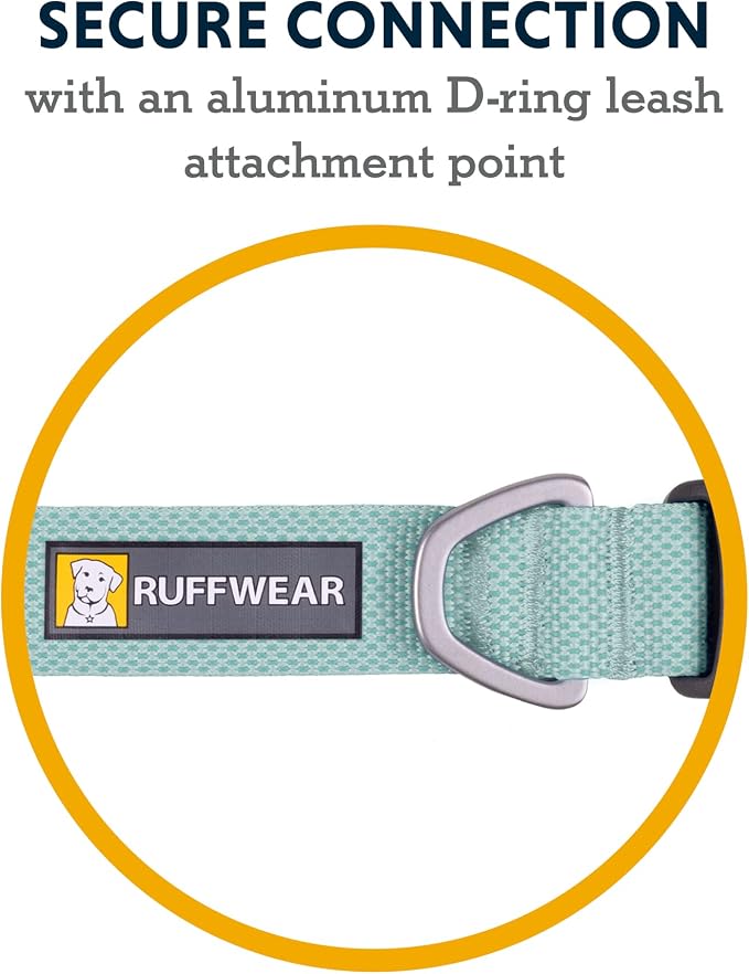 Ruffwear, Hi & Light Dog Collar, Ultralight Quick Release Buckle, Adjustable Trail Running Polyester Collar with Silent ID Attachment, Sage Green, 11"-14"