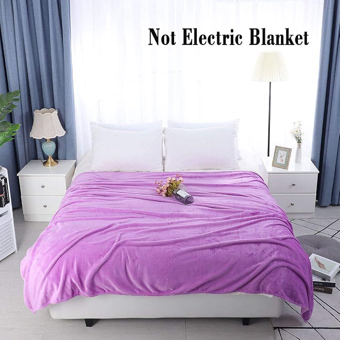 uxcell Flannel Fleece Blanket Full Size - Soft Lightweight Plush Microfiber Bed Blanket for Sofa or Couch, Machine Washable Blankets Fleeces, Light Purple 70x78 Inch