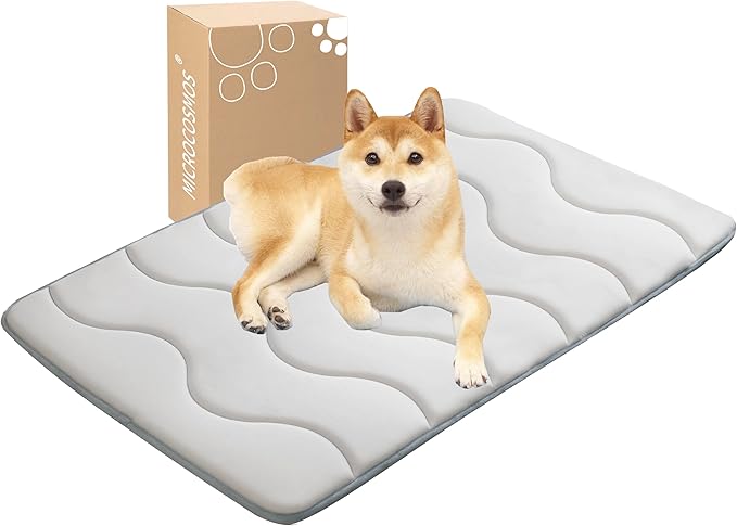 MICROCOSMOS 0.8" Thick Cooling Dog Foam Pad & Summer Pet Sleeping Mat, Machine Washable, Materials Safe, Portable Flat Pet Bed for Dogs.(Grey, 36" x 23")