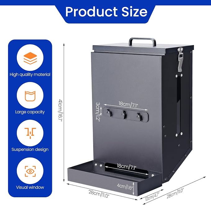17Lbs Automatic Dog Feeder for Outside Kennel, Galvanized Gravity Dog Food Dispenser for Hanging Cage, Pet Cage Feeder for Large Breed,Rabbit,Chicken,Puppy,Ferret,Chinchilla,Ferret