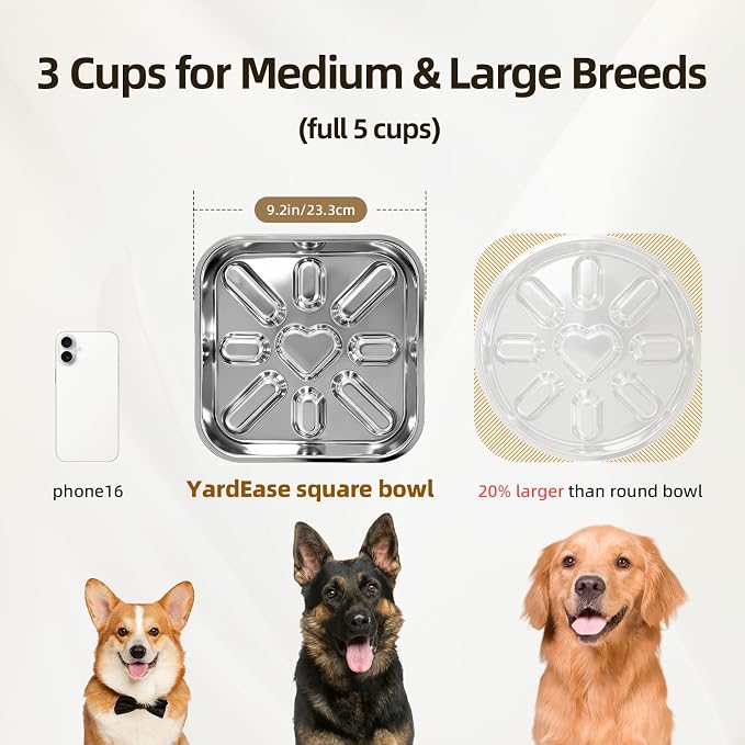 Stainless Steel Slow Feeder Dog Bowls Large & Medium Breed 3 Cups, Food Grade 304, Non-Slip Base, Deep Ridges to Slow Eating, Metal Slow Feeder Dog Bowls, Dishwasher & Chew-Proof & Rustproof (2 Pack)